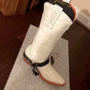Freebird by Steve Madden White Snake Leather Boot